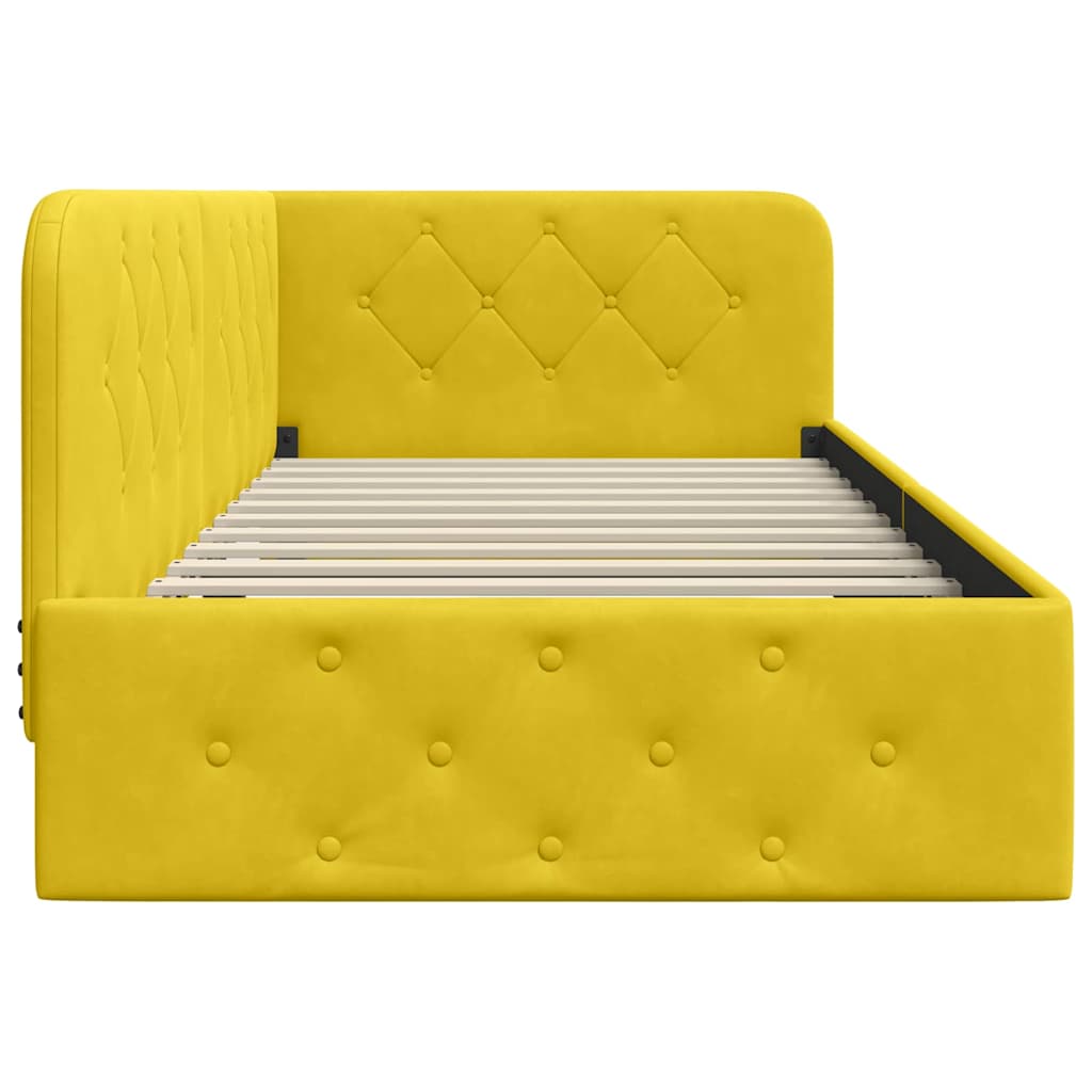 Cornice del letto ad angolo Giallo 90 x 190 cm Velluto | homemem39
