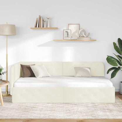 Cornice del letto ad angolo Crema 90 x 190 cm Velluto | homemem39