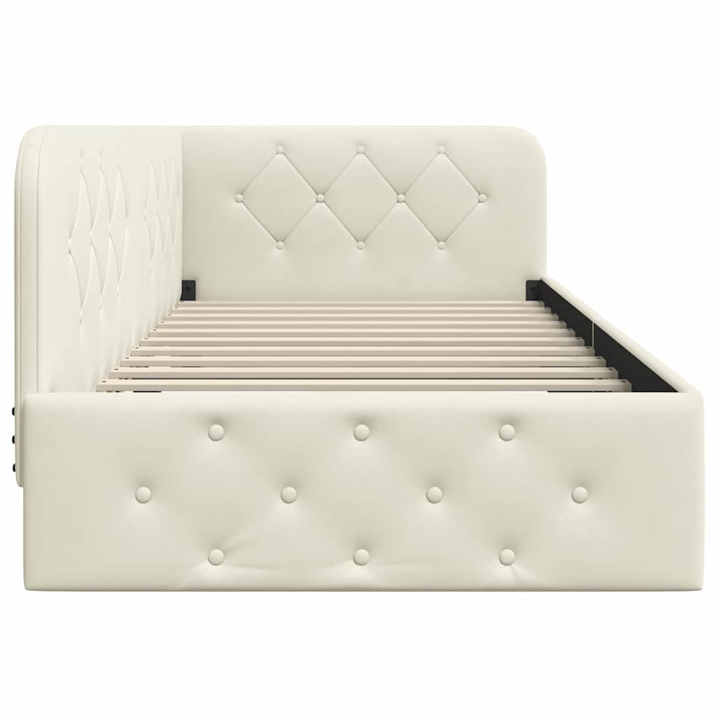 Cornice del letto ad angolo Crema 90 x 190 cm Velluto | homemem39