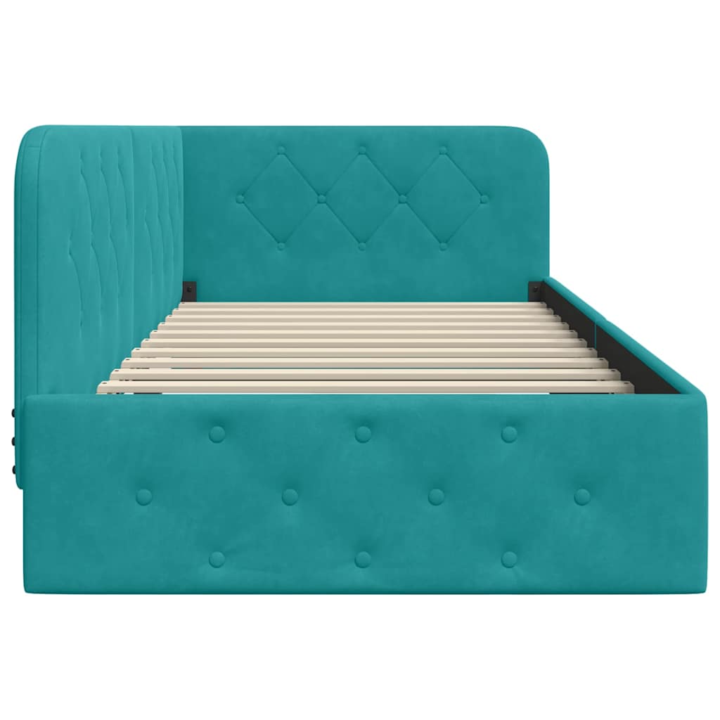 Cornice del letto ad angolo Turchese 90 x 190 cm Velluto | homemem39