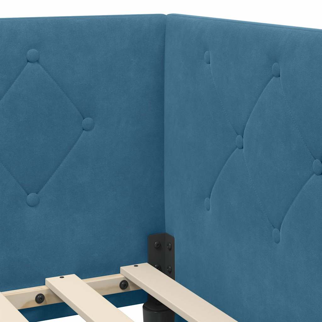 Cornice del letto ad angolo Blu 90 x 200 cm Velluto | homemem39