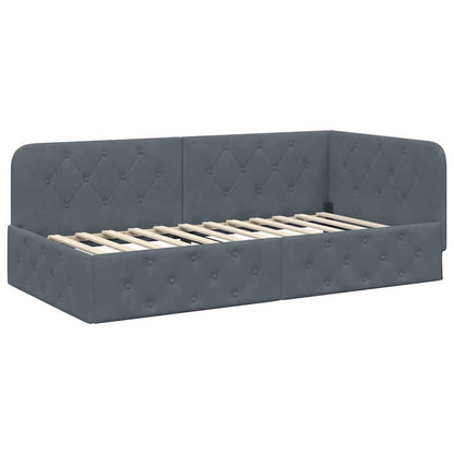 Cornice del letto ad angolo Grigio scuro 90 x 200 cm Velluto | homemem39
