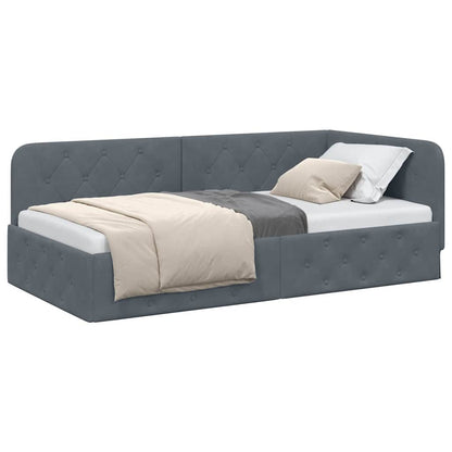 Cornice del letto ad angolo Grigio scuro 90 x 200 cm Velluto | homemem39