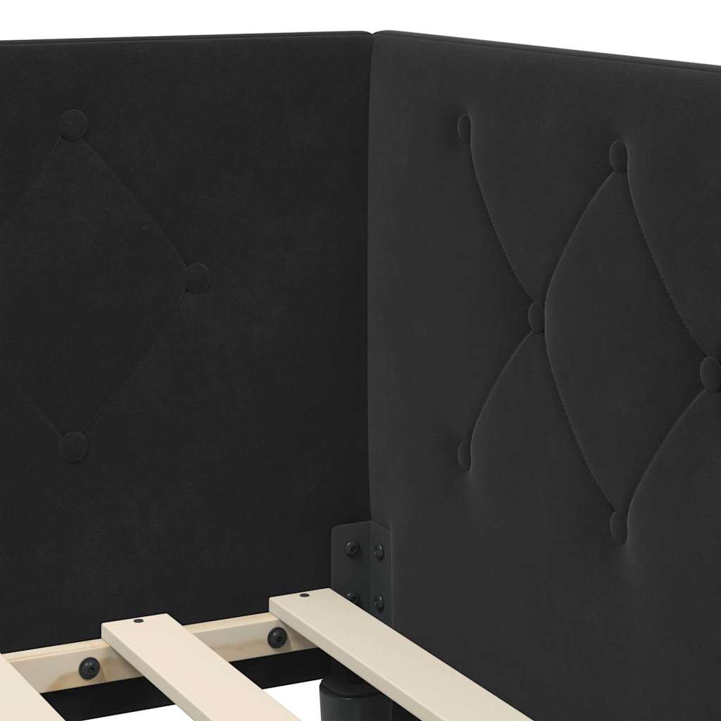 Cornice del letto ad angolo Nero 90 x 200 cm Velluto | homemem39
