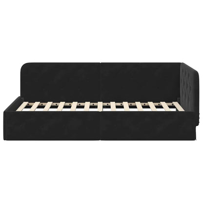Cornice del letto ad angolo Nero 90 x 200 cm Velluto | homemem39