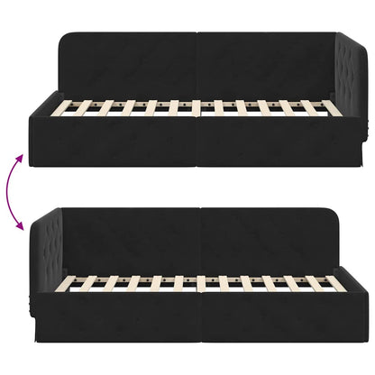 Cornice del letto ad angolo Nero 90 x 200 cm Velluto | homemem39
