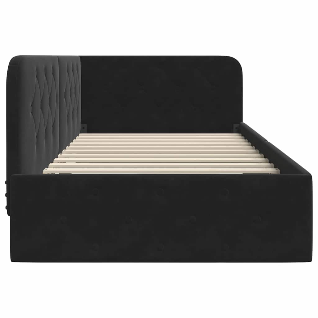 Cornice del letto ad angolo Nero 90 x 200 cm Velluto | homemem39