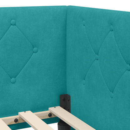 Cornice del letto ad angolo Turchese 90 x 200 cm Velluto | homemem39