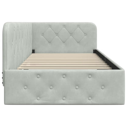 Cornice del letto ad angolo Grigio chiaro 100 x 200 cm Velluto | homemem39