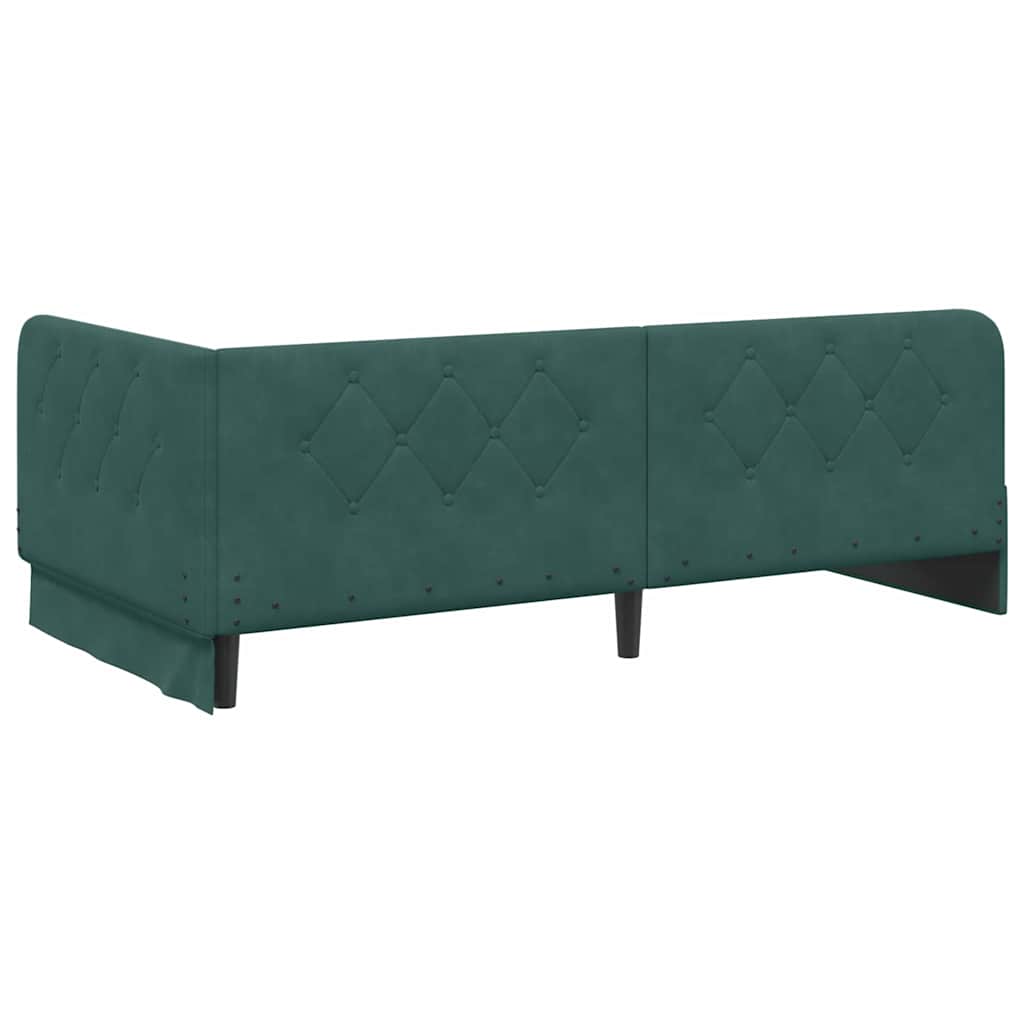 Cornice del letto ad angolo Verde Scuro 100 x 200 cm Velluto | homemem39
