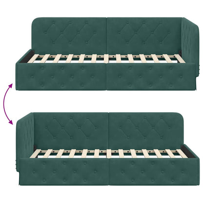 Cornice del letto ad angolo Verde Scuro 100 x 200 cm Velluto | homemem39