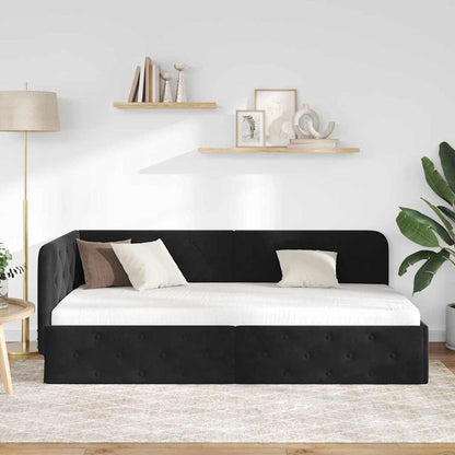 Cornice del letto ad angolo Nero 100 x 200 cm Velluto | homemem39