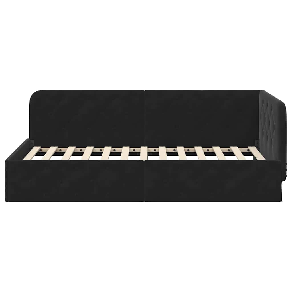 Cornice del letto ad angolo Nero 100 x 200 cm Velluto | homemem39