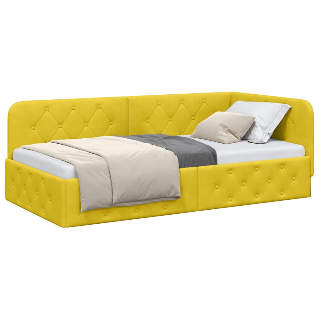 Cornice del letto ad angolo Giallo 100 x 200 cm Velluto | homemem39