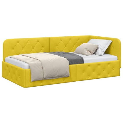 Cornice del letto ad angolo Giallo 100 x 200 cm Velluto | homemem39