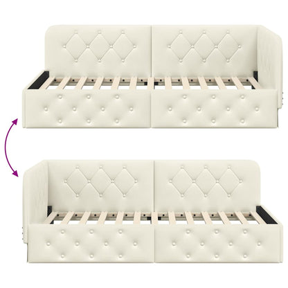 Cornice del letto ad angolo Crema 100 x 200 cm Velluto | homemem39