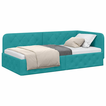 Cornice del letto ad angolo Turchese 100 x 200 cm Velluto | homemem39