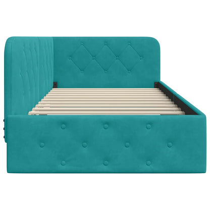 Cornice del letto ad angolo Turchese 100 x 200 cm Velluto | homemem39