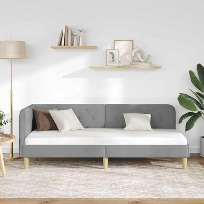 Cornice del letto ad angolo Grigio chiaro 80 x 200 cm Tessuto | homemem39