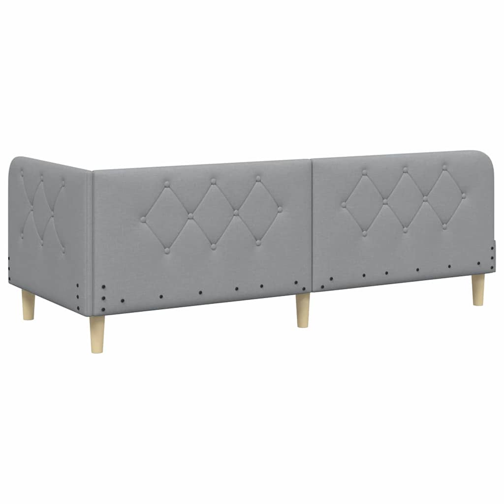 Cornice del letto ad angolo Grigio chiaro 80 x 200 cm Tessuto | homemem39