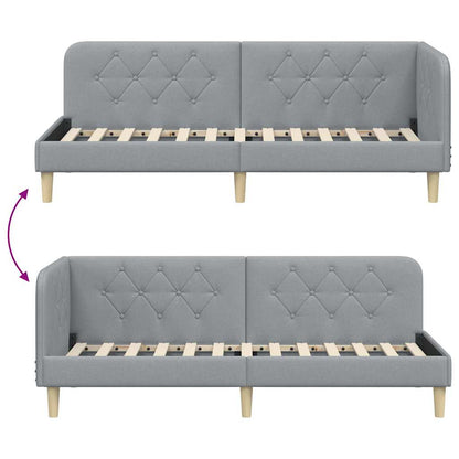 Cornice del letto ad angolo Grigio chiaro 80 x 200 cm Tessuto | homemem39