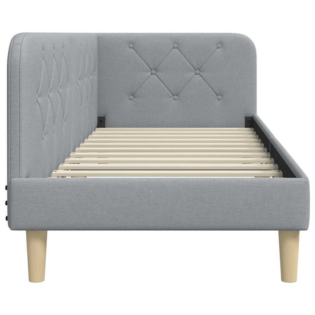 Cornice del letto ad angolo Grigio chiaro 80 x 200 cm Tessuto | homemem39