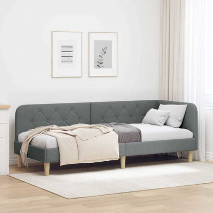 Cornice del letto ad angolo Grigio scuro 80 x 200 cm Tessuto | homemem39