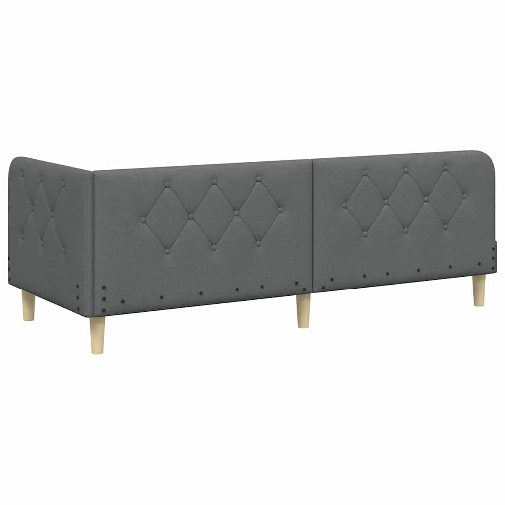 Cornice del letto ad angolo Grigio scuro 80 x 200 cm Tessuto | homemem39
