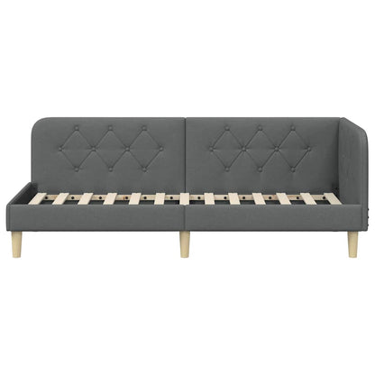 Cornice del letto ad angolo Grigio scuro 80 x 200 cm Tessuto | homemem39