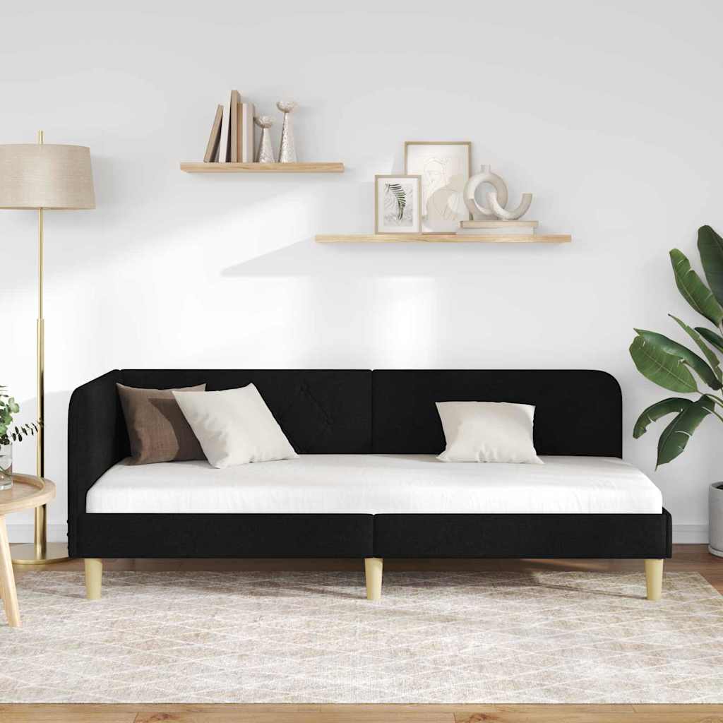 Cornice del letto ad angolo Nero 80 x 200 cm Tessuto | homemem39