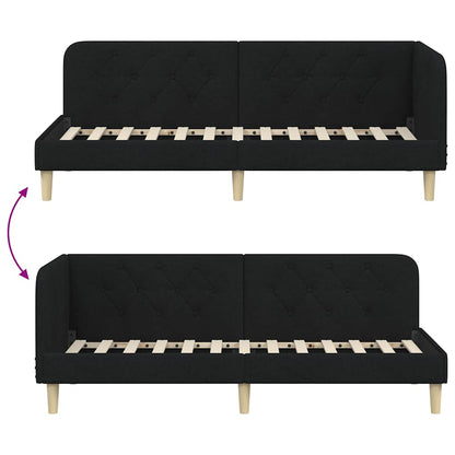 Cornice del letto ad angolo Nero 80 x 200 cm Tessuto | homemem39