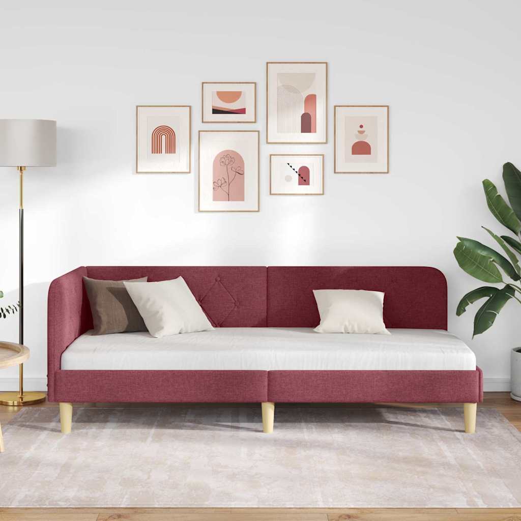 Cornice del letto ad angolo Rosso Vino 80 x 200 cm Tessuto | homemem39