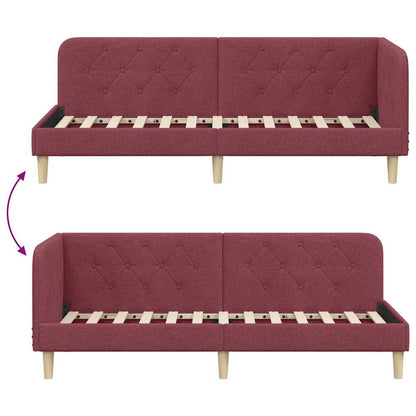 Cornice del letto ad angolo Rosso Vino 80 x 200 cm Tessuto | homemem39