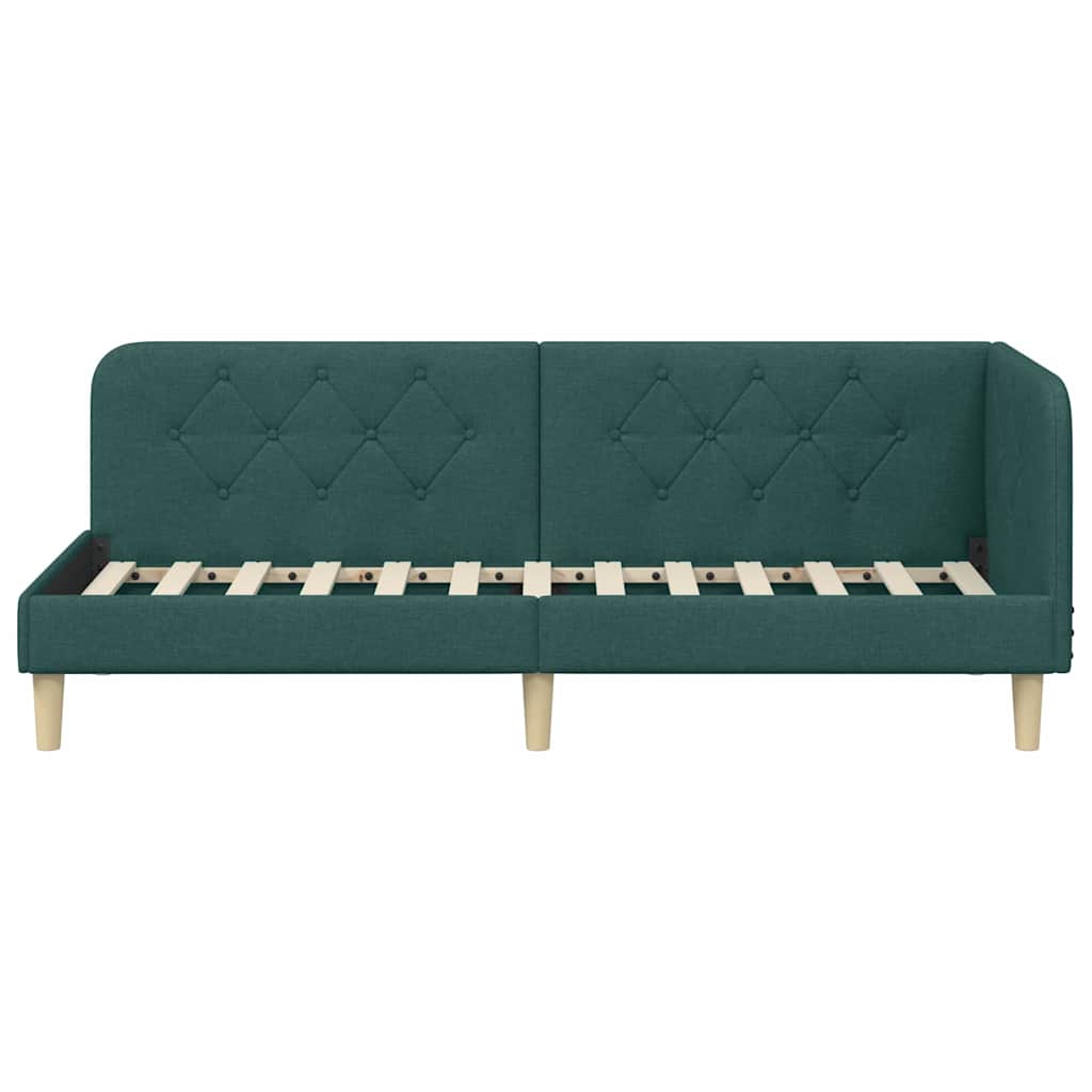 Cornice del letto ad angolo Verde Scuro 80 x 200 cm Tessuto | homemem39