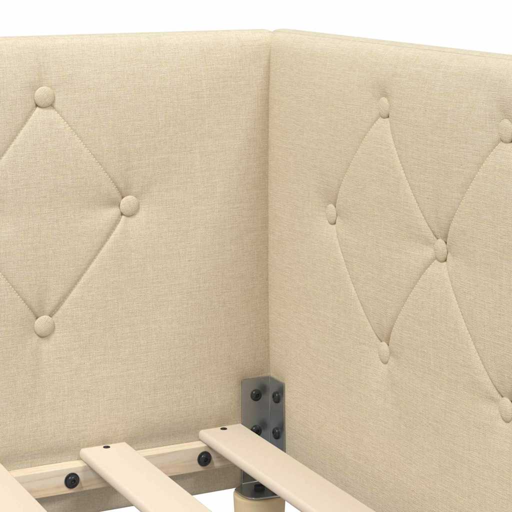 Cornice del letto ad angolo Crema 80 x 200 cm Tessuto | homemem39