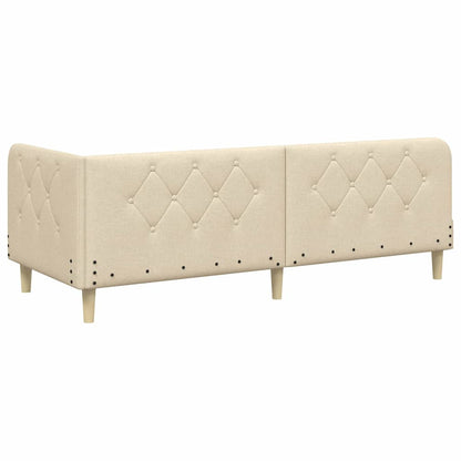 Cornice del letto ad angolo Crema 80 x 200 cm Tessuto | homemem39