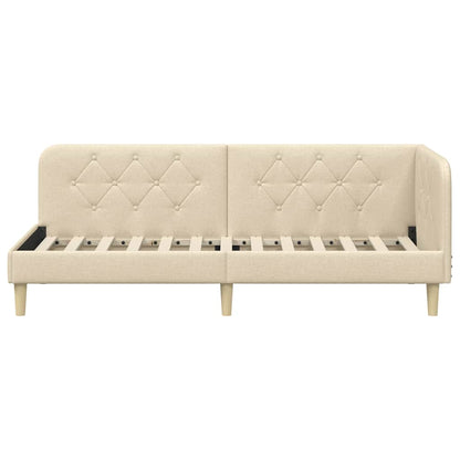 Cornice del letto ad angolo Crema 80 x 200 cm Tessuto | homemem39