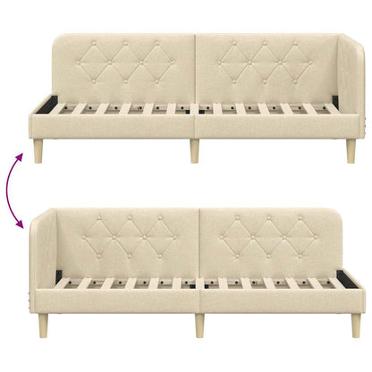 Cornice del letto ad angolo Crema 80 x 200 cm Tessuto | homemem39