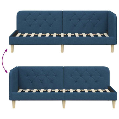 Cornice del letto ad angolo Blu 80 x 200 cm Tessuto | homemem39