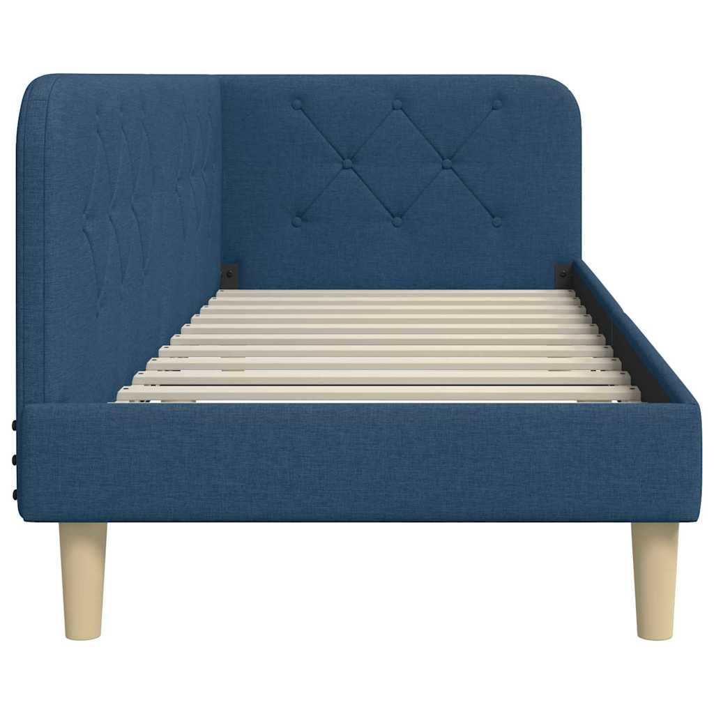 Cornice del letto ad angolo Blu 80 x 200 cm Tessuto | homemem39