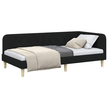 Cornice del letto ad angolo Nero 90 x 190 cm Tessuto | homemem39