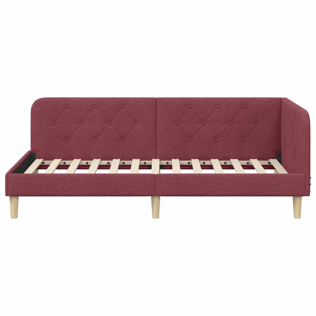 Cornice del letto ad angolo Rosso Vino 90 x 190 cm Tessuto | homemem39