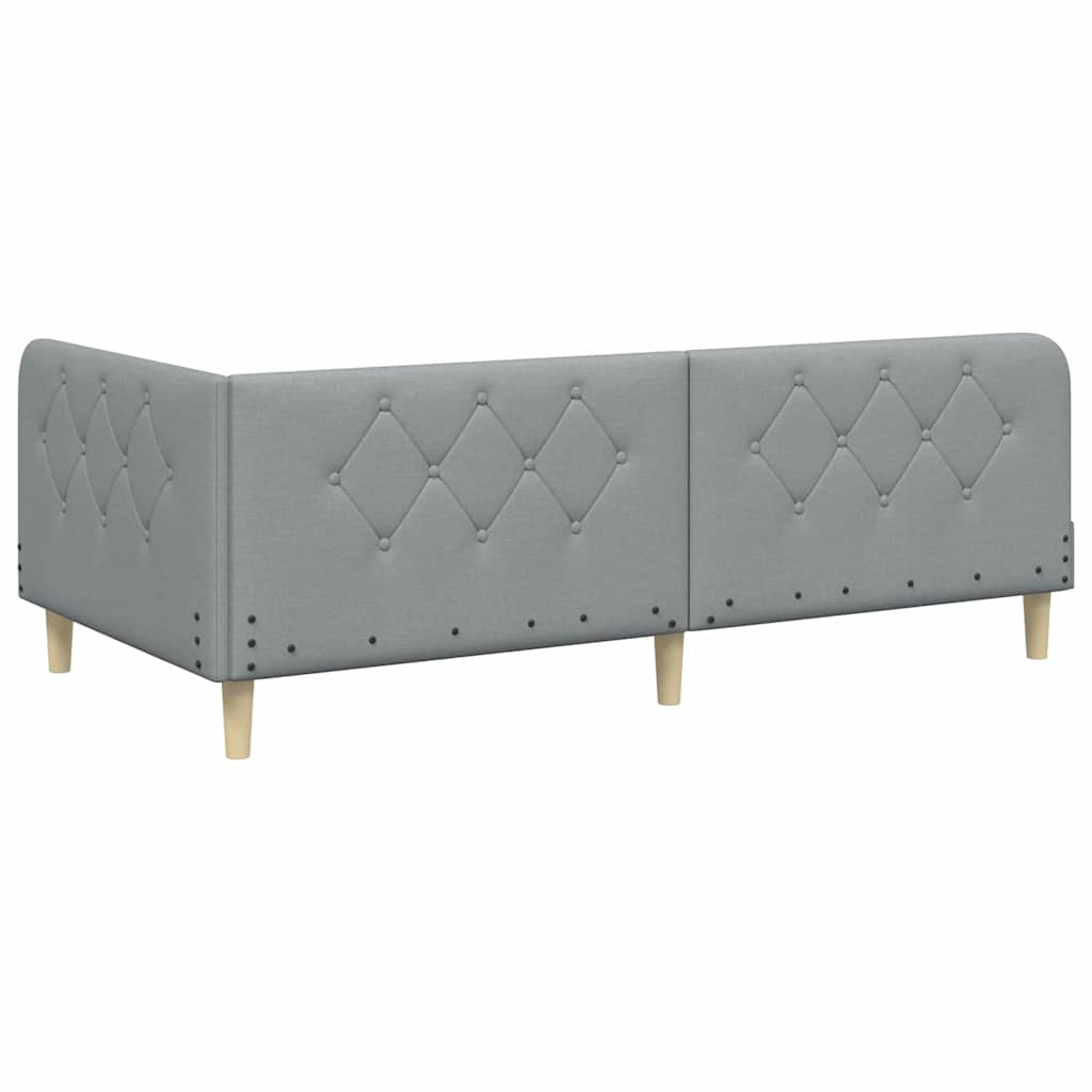 Cornice del letto ad angolo Grigio chiaro 90 x 200 cm Tessuto | homemem39
