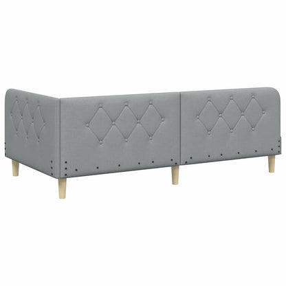 Cornice del letto ad angolo Grigio chiaro 90 x 200 cm Tessuto | homemem39