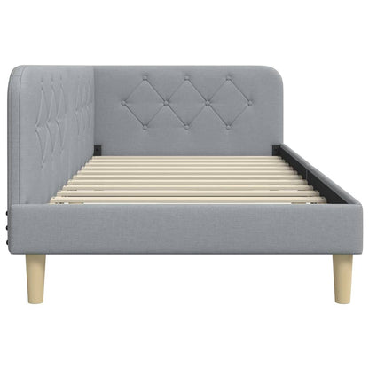 Cornice del letto ad angolo Grigio chiaro 90 x 200 cm Tessuto | homemem39