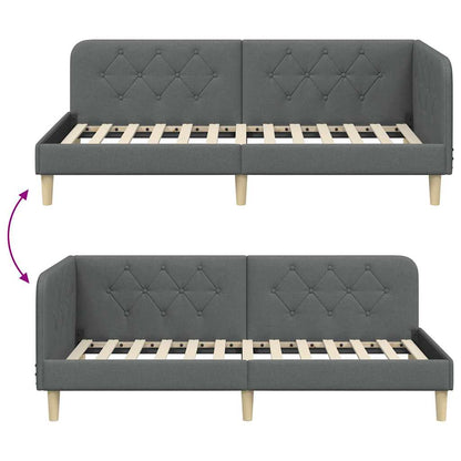 Cornice del letto ad angolo Grigio scuro 90 x 200 cm Tessuto | homemem39