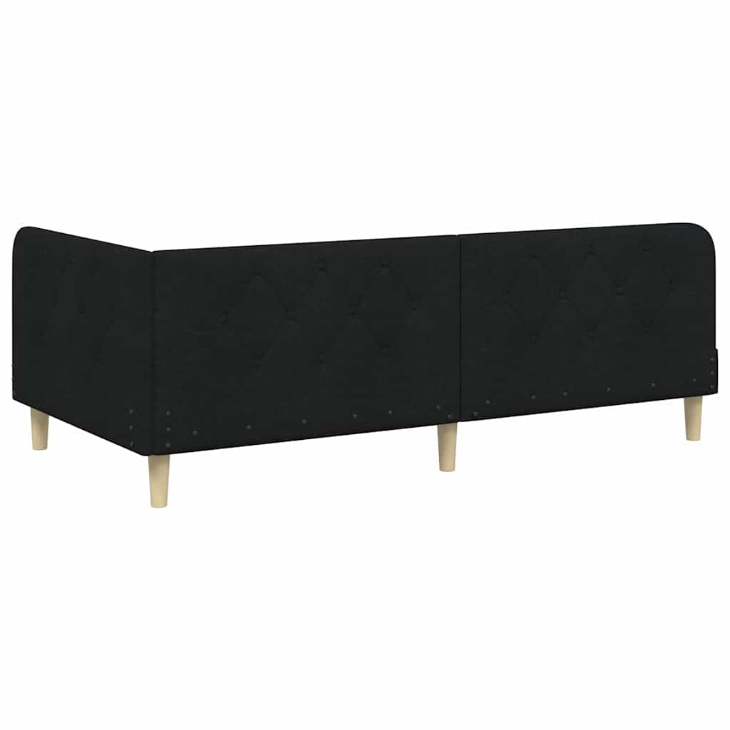 Cornice del letto ad angolo Nero 90 x 200 cm Tessuto | homemem39