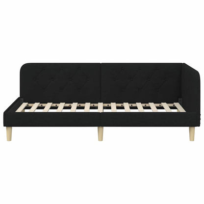 Cornice del letto ad angolo Nero 90 x 200 cm Tessuto | homemem39