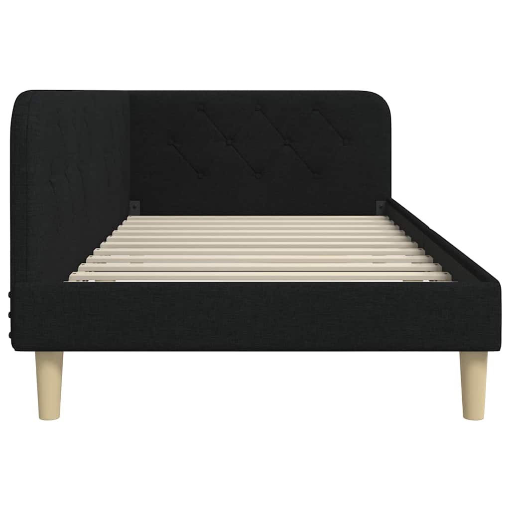 Cornice del letto ad angolo Nero 90 x 200 cm Tessuto | homemem39
