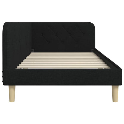 Cornice del letto ad angolo Nero 90 x 200 cm Tessuto | homemem39